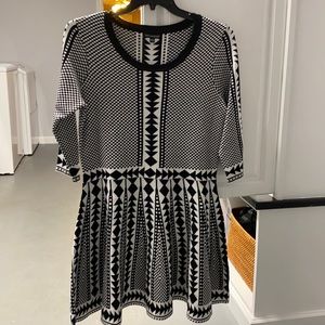 Nina Leonard Geometric Print Sweater Dress